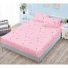 Husa de pat din bumbac satinat pentru saltea de 180 cm + 2 fete de perna 80 x 52 cm, Roz cu imprimeu unicorni