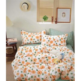 Lenjerie de pat din bumbac 100% floricele portocalii
