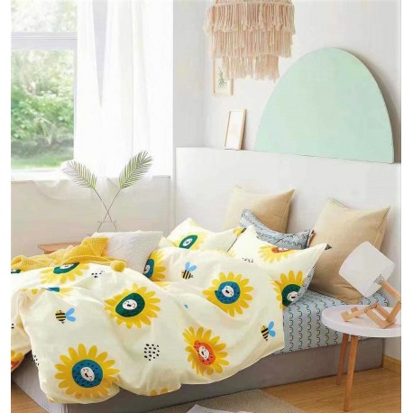 Lenjerie de pat din bumbac 100% imprimeu floarea soarelui